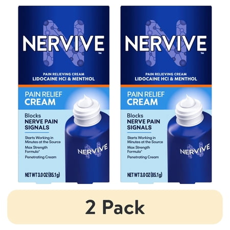 (2 pack) Nervive Pain Relieving Cream, Max Strength Topical Pain Reliever, 3.0 oz