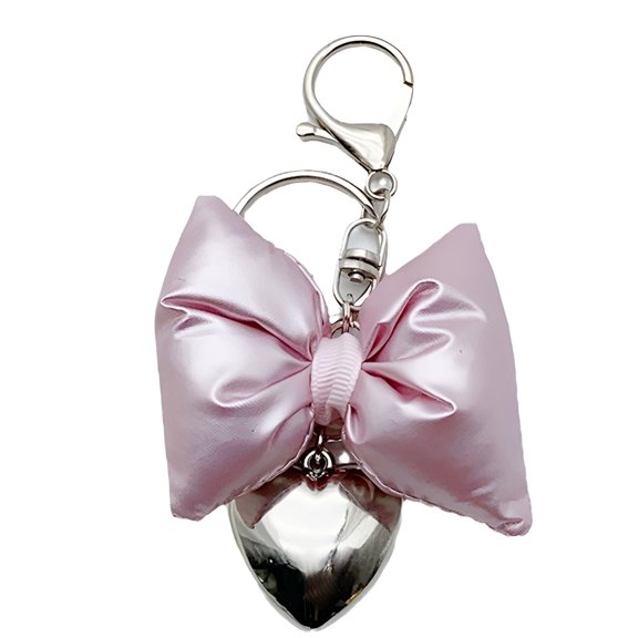 AURENIX Keychain,Patent Leather Bow Heart Design Keychain Accessories,Delicate Heart Shape Keychains Women,Pink