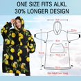 thumbnail image 4 of Oversized Wearable Blanket Hoodie,Yellow Lemon Fruit Flowers Black Pattern Sherpa Blanket Hoodie with Super Pockets,Super Warm Fuzzy Pullover for Women & Men, 4 of 6