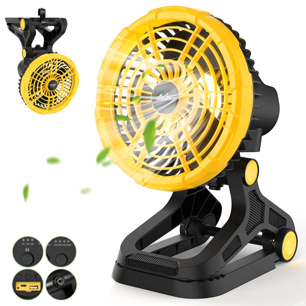 MoKo Portable Camping Fan with Light, 360° Rotate Personal Desk Fan