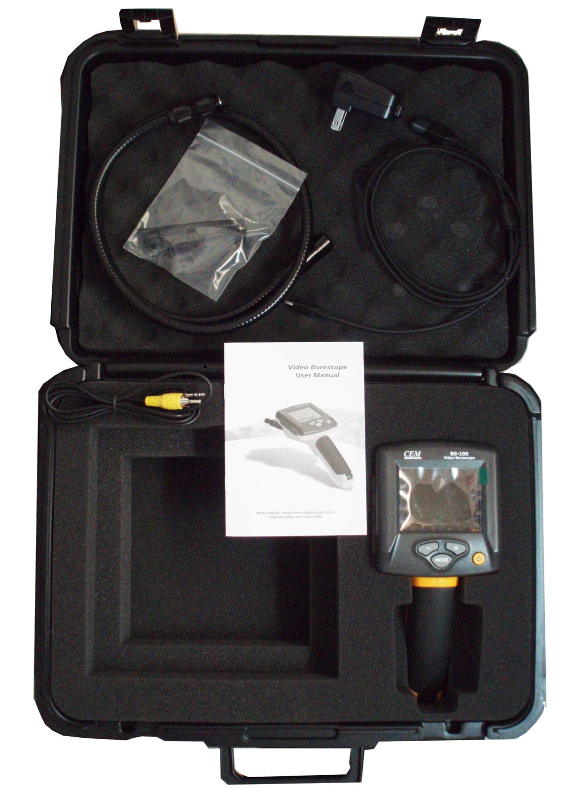 CEM BS-100 3" LCD Video Borescope 17mm x 1M Gooseneck with TV-out