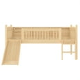 thumbnail image 4 of Miniyam Twin Loft Bed with Slide, Storage Shelves & LED Lights, Wood Kids Bed with Guardrails, Natural, 4 of 7