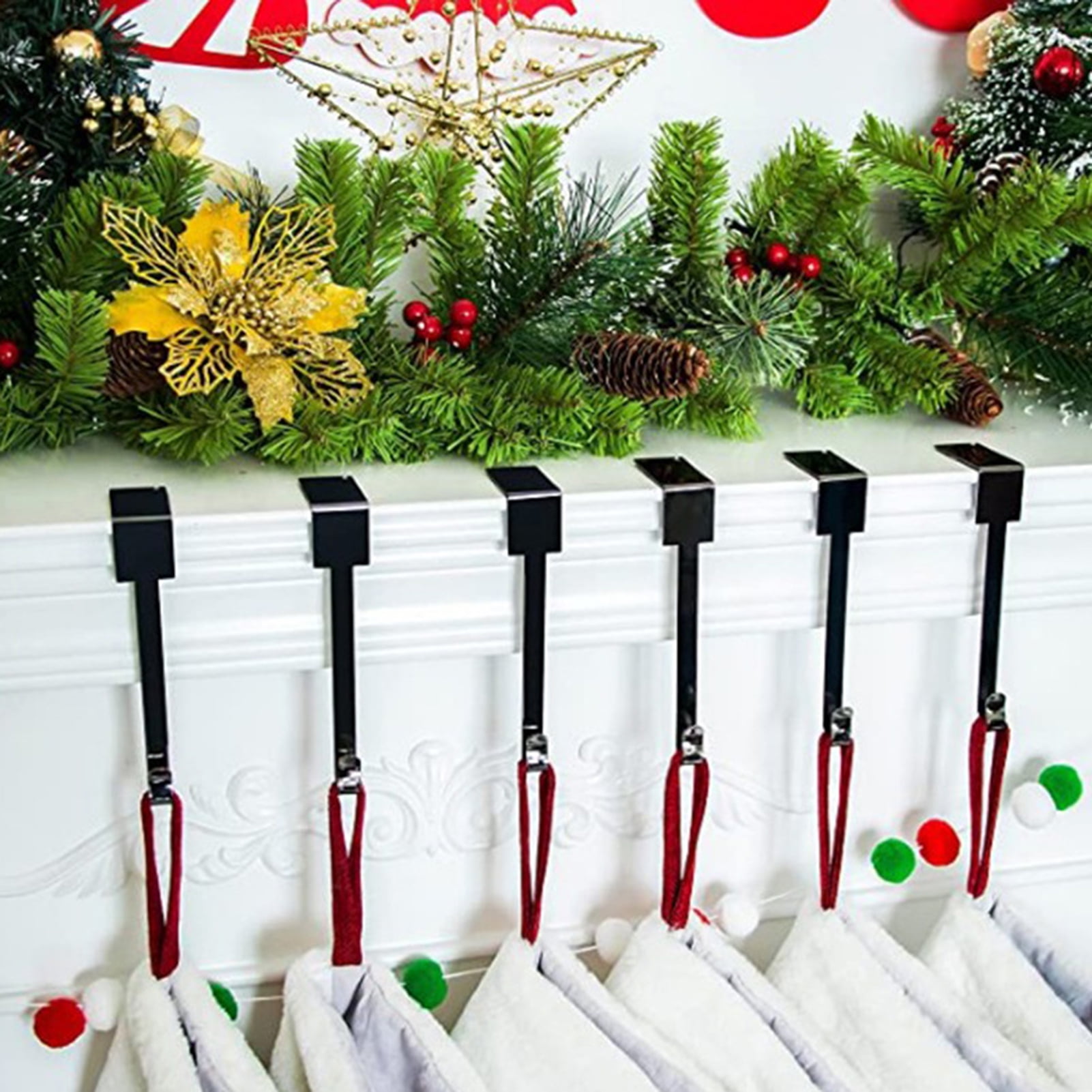 Cheer US Christmas Stocking Holder,Mantle Clip Fireplace Hooks Hanger