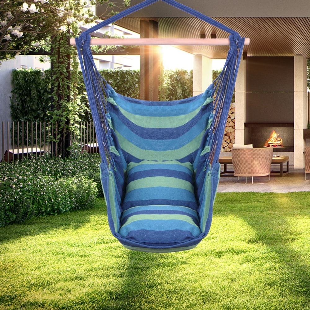 UBesGoo Hammock Hanging Rope Swing Seat for Indoor or Outdoor (Blue