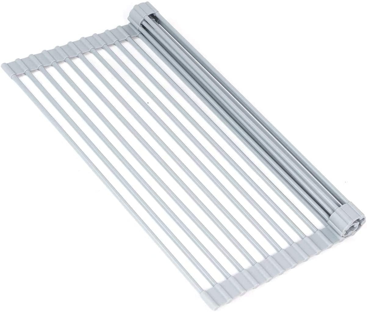 20.5" X 13" Large Stainless Steel Rack, Roll-up Dish Drying Rack Over The Sink 