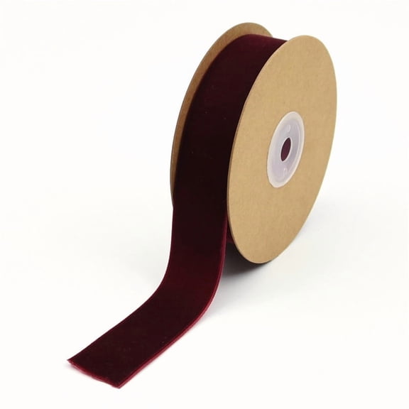 XmhyTop 2 Rolls Velvet Ribbon, 1 Inch x 22 Yards/Roll, Classic Elegant Flocked Ribbon for Gift Wrapping, Crafts & Decor, Wine Red