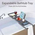 thumbnail image 2 of Bamboo Bathtub Tray Bath Caddy, Expandable Bath Tub Tray Wood, Bathtub Shelf Organizer Gray 29.5-42.9 Inch, 2 of 8