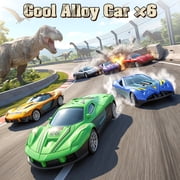 Huge Wave Toddler Truck Race Track Toys for Boys, Foldable 2.8-Ft Race Track, Dinosaur Truck Transport Toy, with 6 Die-Cast Race Car, Birthday Gifts for Kids