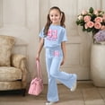 thumbnail image 2 of Gaexia Children'S Jogging Set,Girls Casual Fashion Outfit With Bow Short Sleeve Top and Long Pants for Play and Daily Wear Fashion Clothes,8-9 Years, 2 of 6