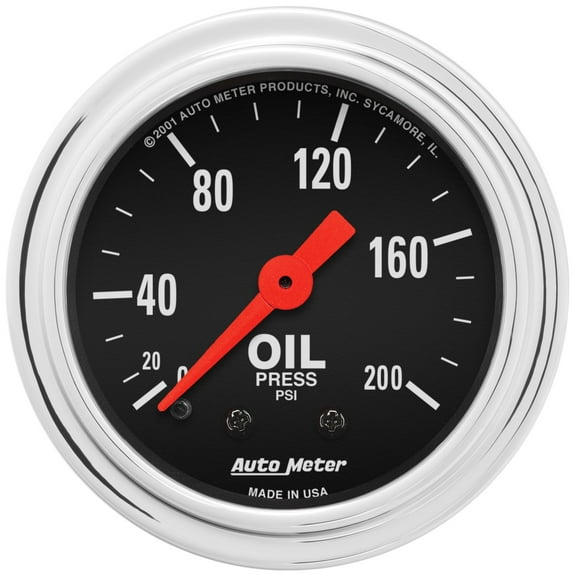 AutoMeter 2422 Traditional Chrome Oil Pressure Gauge 2-1/16" 200PSI Mechanical