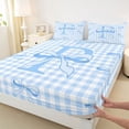 thumbnail image 4 of Erosebridal Letter P Initial Queen Sheet Sets For Kids Girls,Blue Geometric Grid Print Bed Set 4 Pieces, 4 of 6