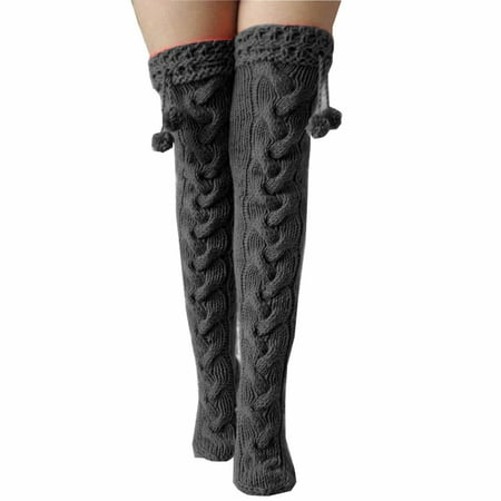 

Xiaoluokaixin Womens wool socks Winter Casual Warm Knitted Long Knee High Socks for Women