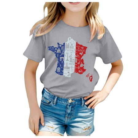 

T Shirts for Girls Printed Casual Short Sleeve Top T Shirt Sports Baby Girl Clothes