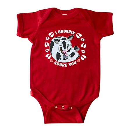 

Inktastic Cows I Udderly Adore You Gift Baby Boy or Baby Girl Bodysuit