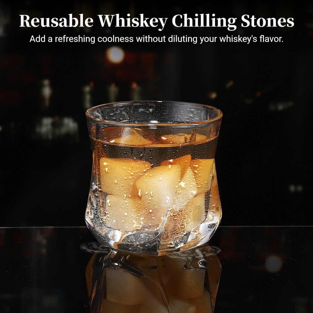 6PCS Whiskey Stones, Chilling Stones with Velvet Pouch