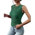 thumbnail image 2 of Women'S High Neck Tank Top 2025 Summer Casual Ribbed Knit Slim Fitted Basic Textured Sleeveless Shirts Green XXL, 2 of 5