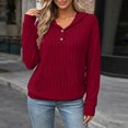thumbnail image 5 of LEAVINGSUO Fall Tops for Women 2026 Casual Long Sleeve Button Thin Version With Pockets Hooded Collar Coat Wine M, 5 of 9