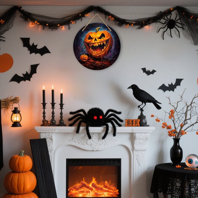 Decoraciones de Halloween, adornos de Halloween, regalos de Halloween, decoración del hogar, placa de puerta de madera de Halloween, decoración de Halloween, letrero colgante, colgantes