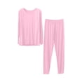 thumbnail image 4 of Xaqiouau Women Fleece Lined Pajama Set Warm Thermal Underwear Long Sleeve Top and Pants Plus Size Winter Lounge Sleepwear, 4 of 9
