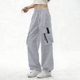 thumbnail image 5 of Tqcoqu Women's Cargo Pants with Drawstring Hight Waist Loose Fit Hiking Trousers Streetwear Cargo Pants,Gray,Women's M-XXL, 5 of 6