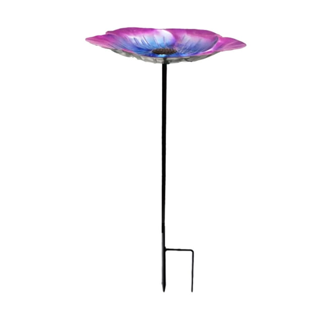 Visland Bain d'Oiseaux avec Piquet en Métal Installation Simple Résistant aux Intempéries Hauteur Réglable Support de Mangeoire d'Extérieur Déco