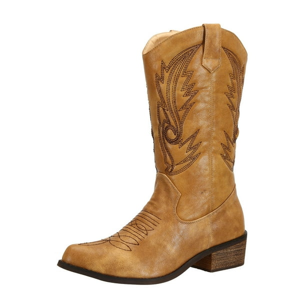 flat tan calf boots