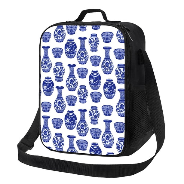 Disketp Blue Vases Bolsa Térmica Estampada para Almuerzo, Lonchera para Hombres y Mujeres Adultos