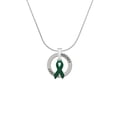 thumbnail image 2 of Delight Jewelry Silvertone Green Ribbon Hockey Ring Charm Necklace, 18", 2 of 4