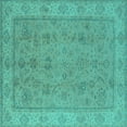 thumbnail image 1 of Ahgly Company Indoor Square Oriental Turquoise Blue Traditional Area Rugs, 3' Square, 1 of 4