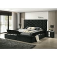 thumbnail image 6 of Queen Bed Frame: Black Velvet Tufted Headboard with Concealed Storage, Wood Frame, Modern Bedroom Furniture, Plush Upholstery, 104"x85.5"x61"H, 6 of 7