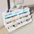 thumbnail image 3 of ChVans White Dresser with LED Lights for Bedroom, Modern Wood Dresser with Wide Drawers and Metal Handles, 6 drawer dresser for Bedroom, Living Room, Hallway, 3 of 7