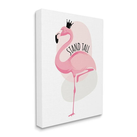 Stupell Industries Stand Tall Quote Tropical Pink Flamingo Royal Crown, 24 x 30, Designed by Ayse