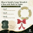 thumbnail image 6 of CAPHAUS 36” Lighted Metal Christmas Wreath, 3 FT Foldable Christmas Reef with 120 LED Lights, Bow, Metal Frame, 8 Light Modes, Christmas Holiday Decoration for Indoor, Home, Office, Gold, 6 of 8