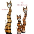 thumbnail image 3 of Stoneage Arts  Assorted Albesia Wooden Cats Statue with Varying Patterns (Zebra Stripe,  40 inch), 3 of 6