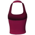 thumbnail image 3 of A2Y Women's Halter Neck Heavy Rib Rayon Spandex Crop Top Magenta S, 3 of 6
