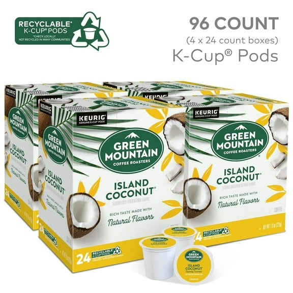 Green Mountain Island Coconut Coffee 96 count Keurig K Cups