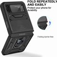 thumbnail image 2 of Dteck Case for Samsung Galaxy Z Flip 3 (2021), Galaxy Z Flip 3 5G Case with Slide Cover Protection & Ring Holder Stand/Kickstand Case, Black, 2 of 8