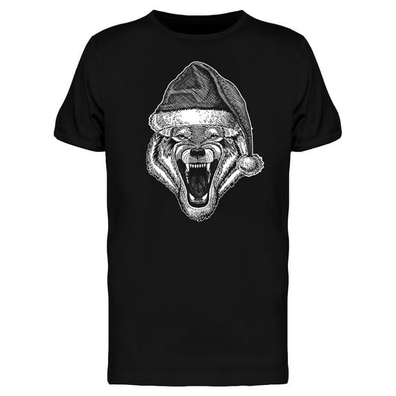 Wild Wolf Christmas Hat T-Shirt Men -Image by Shutterstock, Male 3X-Large