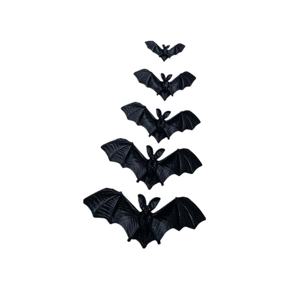 Halloween Hanging Bats, Set of 5 Glow in the Dark Bat Ornaments with String, Spooky Indoor Outdoor Decorations for Tree, Porch, Yard, Party, Home Display
