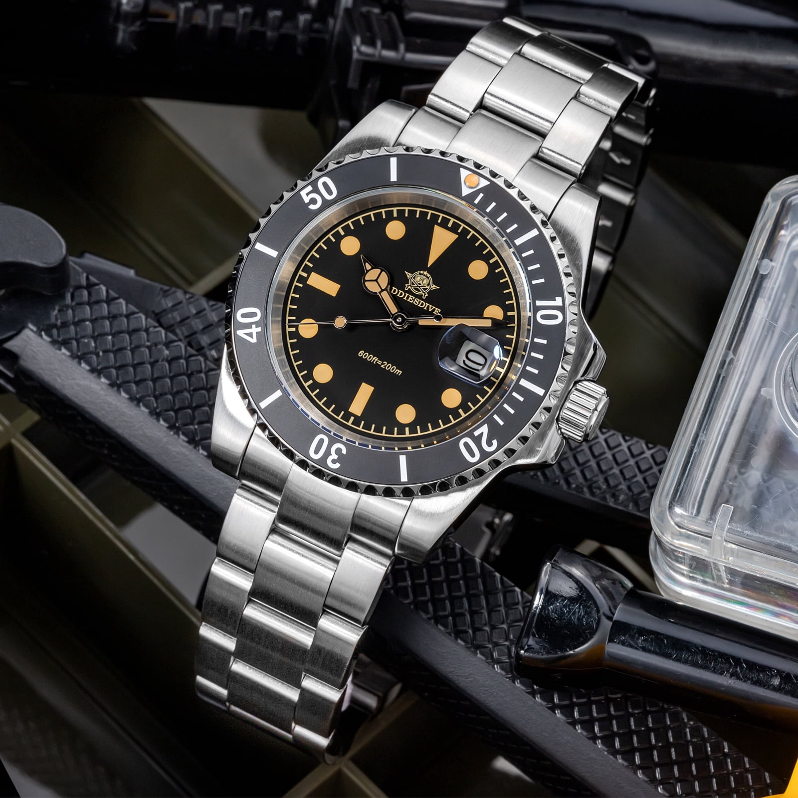 ADDIESDIVE Professional Diver Watch for Men 200M Waterproof, Ceramic Bezel, Japanese Quartz Movement,  Super Luminous Watch for Swimming & Diving