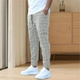 thumbnail image 4 of Aellinatey Men Plaids Printed Straight Pants Stretch Trousers Office Working Party Pants, 4 of 15