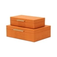thumbnail image 2 of Lusan Rectangular Decorative Box Set - Orange Faux Shagreen, 2 of 9