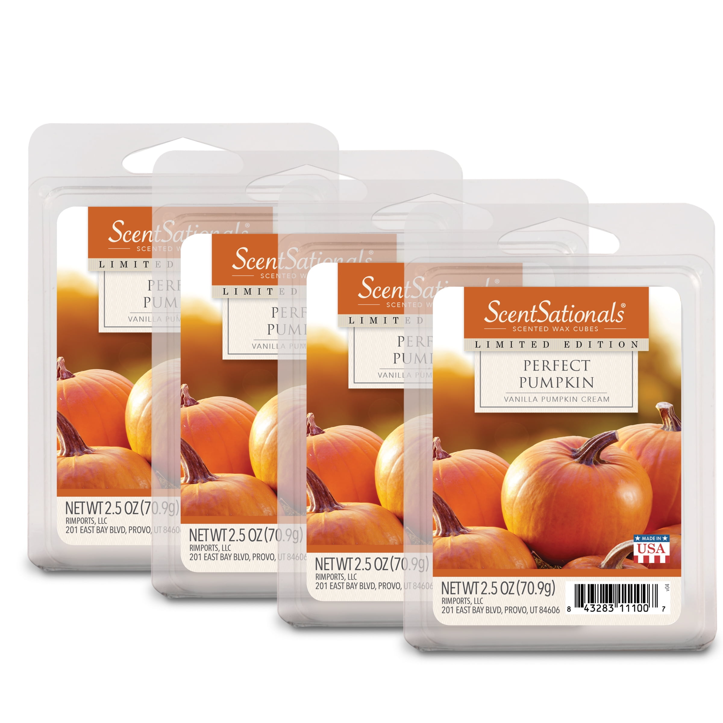 ScentSationals 2.5 oz Perfect Pumpkin Scented Wax Melts, 4Pack