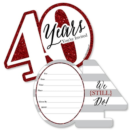 40th Anniversary - We Still Do - 40th Wedding Anniversary - Shaped Fill-In Invitations - Anniversary Party Invitations - Set of 12