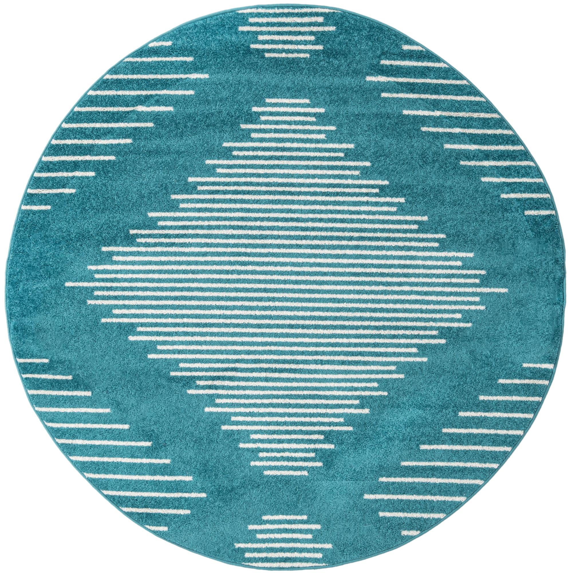 Rugs.com Kai Collection Rug – 6 Ft Round Turquoise Medium-Pile Rug ...
