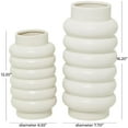 thumbnail image 3 of CosmoLiving by Cosmopolitan Modern Ceramic White Decorative Vase, Set of 2 16"W x 12"H with Ring Ribbing Design, 3 of 7