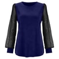 thumbnail image 6 of larppty Womens Black Long Sleeve Shirt Mesh Fashion Crew Neck Going Out Tops Party Shirts Slim Fit Blouses Basic Tee Tops (Blue, XL), 6 of 6