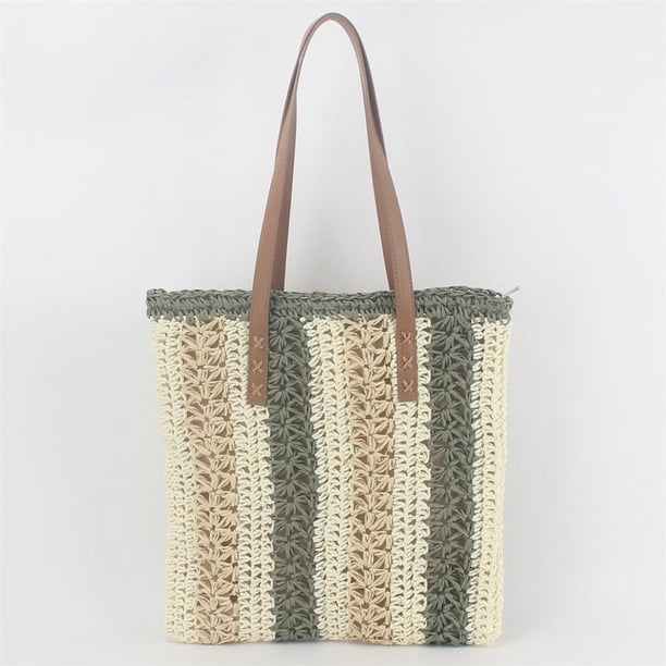 Zhuge Bolso de hombro tejido para mujer, bolso de mano tejido, bolso de mano tejido elegante para playa de verano, bolsos de hombro de 15,35 x 0,78 x 15,35 pulgadas (verde)