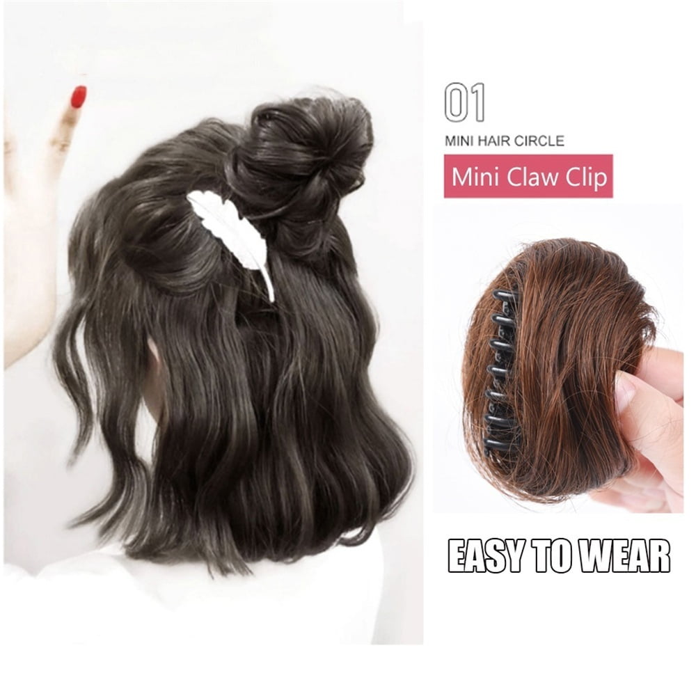 Space Buns Hair Pieces Synthetic Claw Clip in Mini Hair Scrunchies Extension