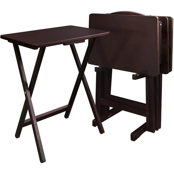 Five-piece tray table set, brown